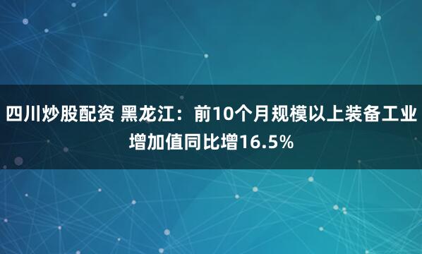 四川炒股配资 黑龙江：前10个月规模以上装备工业增加值同比增16.5%